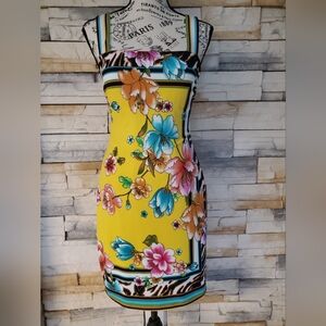 NWOT CACHE Knee Lenghts Floral Dress with Straps, Fully lined Size 4